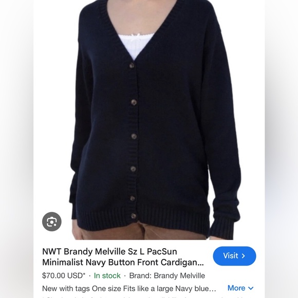 Brandy Melville Navy Knit Cardigan - Picture 1 of 4